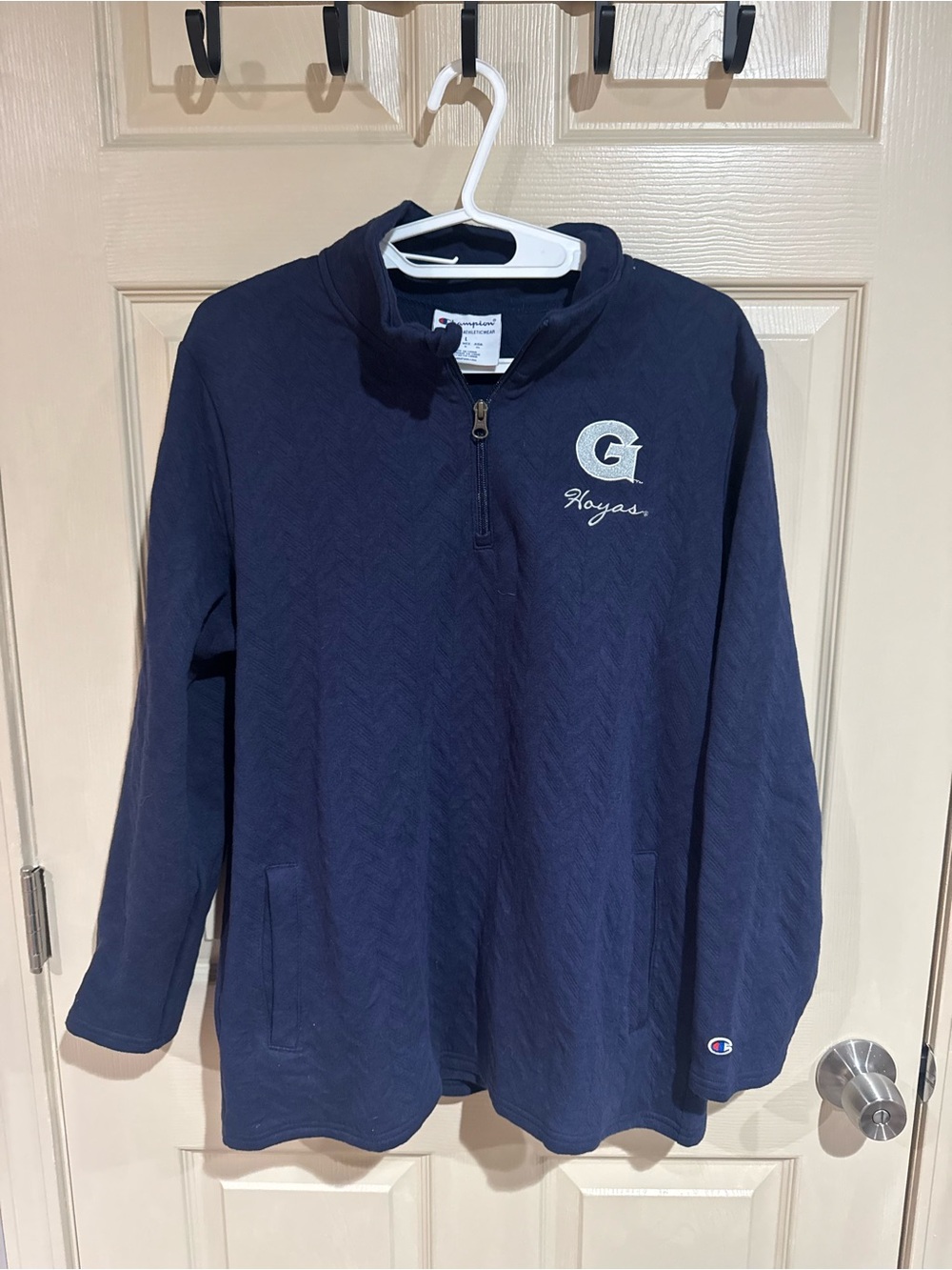 Champion Navy Blue Half-Zip Pullover with Georgetown University